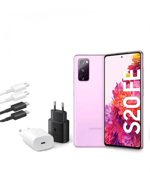 شارژر سوپر فست سامسونگ با توان 25 وات مناسب برای Galaxy S20 FE به همراه کابل دو سر Type-C